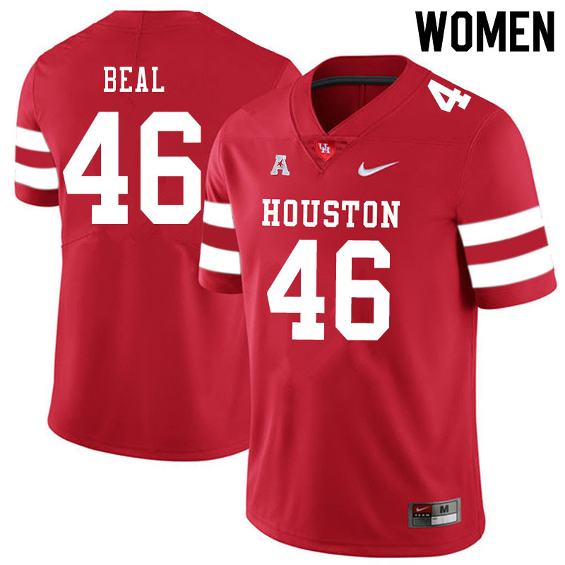 Women #46 Davis Beal Houston Cougars College Football Jerseys Sale-Red